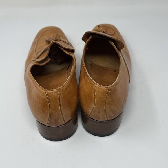 Jean Pier Clemente Loafers Mens 9.5 D Tan Brown Leather Tasseled Vintage Italy